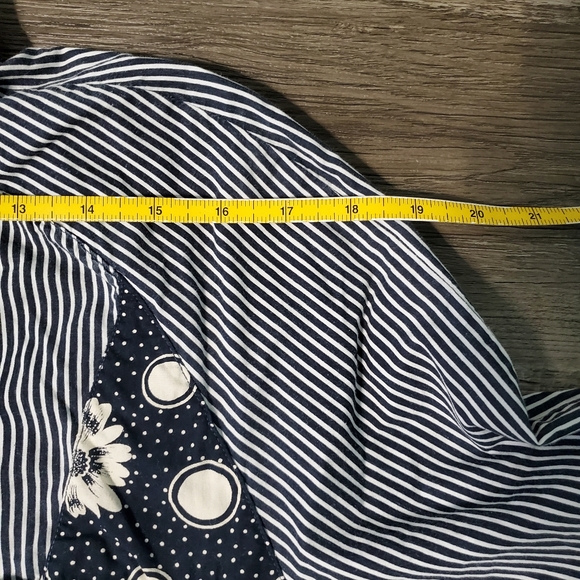 Unique 100% Cotton Floral & Striped Button-up Blouse Womens Size Small - Picture 11 of 14